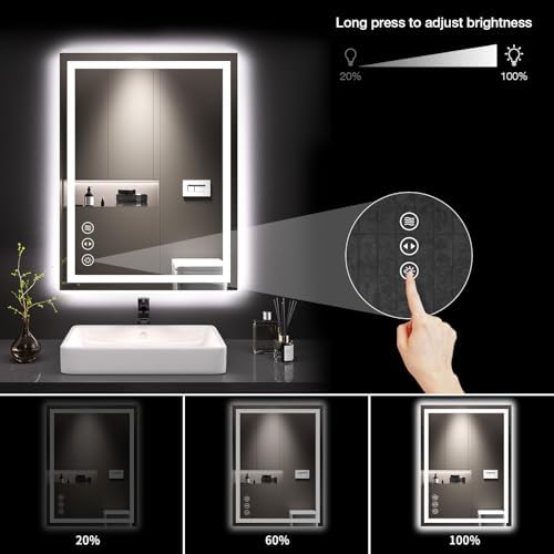 LOAAO 24X32 LED Bathroom Mirror with Lights and Anti-Fog