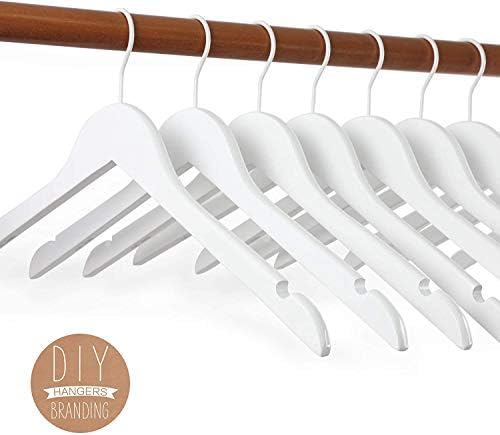 TOPIA HANGER 10 Pack Premium White Wooden Hangers