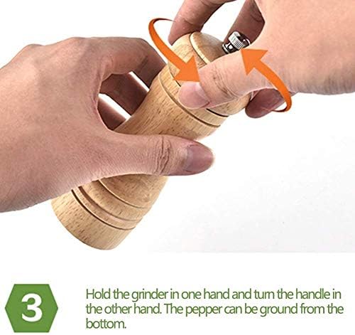 Adjustable Salt and Pepper Grinder Set with Wooden Handle