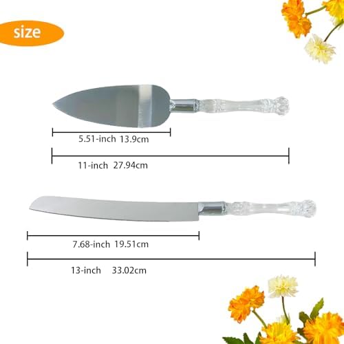 Adorox Cake Knife and Server Set with Acrylic Handles