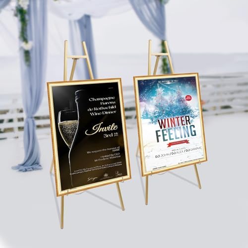 2PC 34FT H Gold Wedding Welcome Signs Easel Stand