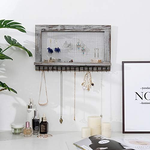 Canwedance Rustic Wood Jewelry Organizer