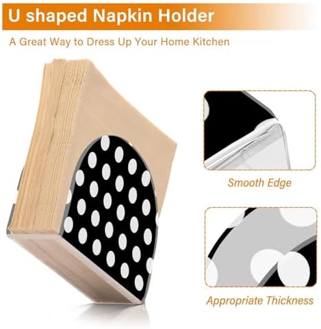 Caikeny Napkin Holder Black White Polka Dot Acrylic