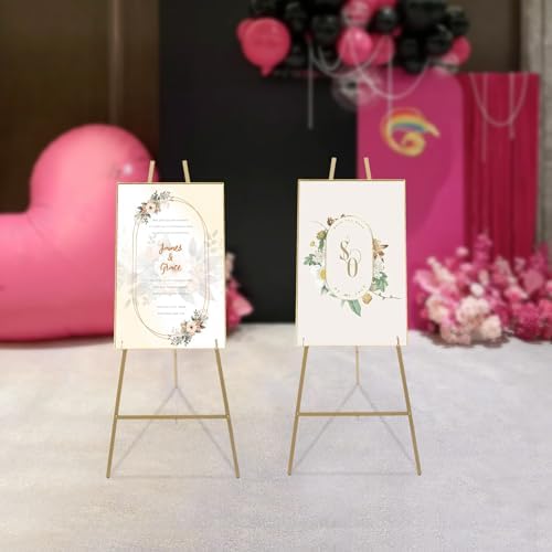 2PC 34FT H Gold Wedding Welcome Signs Easel Stand