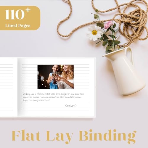 Elegant Wedding Guest Book with 110 Lined Pages - Hardcover White