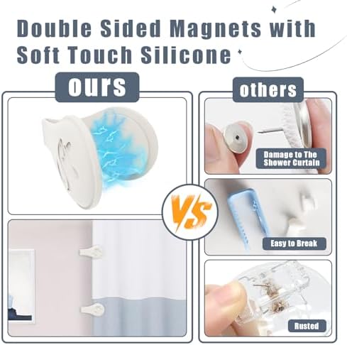Magnetic Silicone Shower Curtain Clips 3 Pack