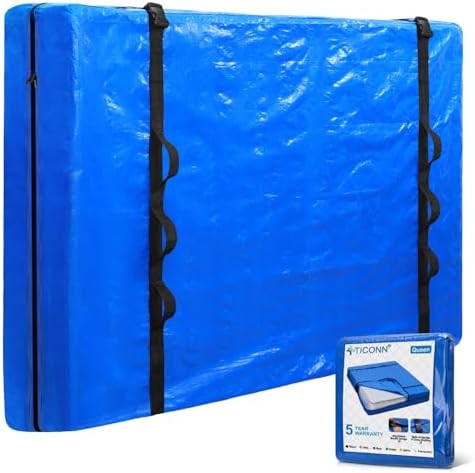 Ticonn Heavy Duty Queen Mattress Cover Bag with Handle and Buckles Blue