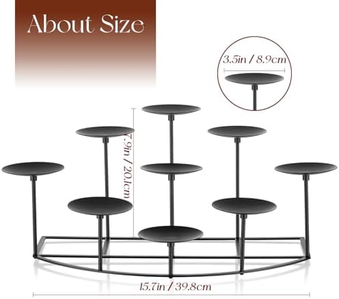 Candelardo Black Metal Candelabra with 9 Heights