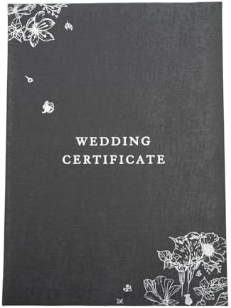 Happy Homewares Graphite Black Satin Wedding Certificate Holder with Silver Foil Flowers