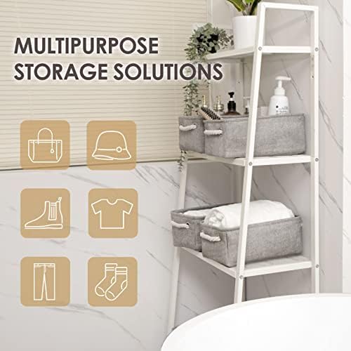 TheWarmHome Storage Bins for Shelves - Grey Small Baskets