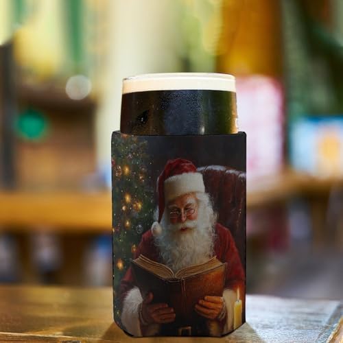 Beer Can Cooler Sleeve with Santa Claus Design