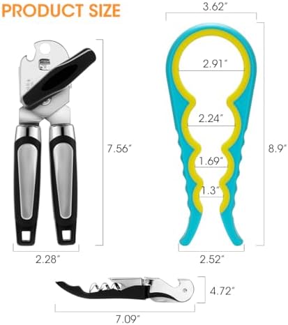 Aieve Can Opener Set 3 Pack Manual Smooth Edge
