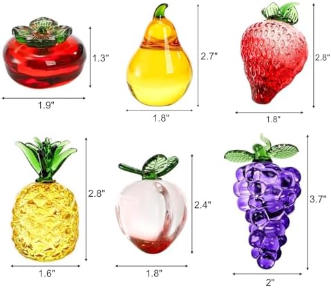 ZEAYEA 6 Pcs Crystal Glass Fruit Decor Set
