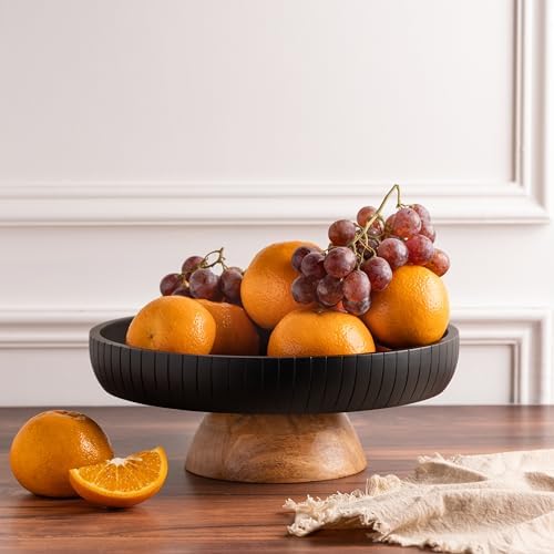 Lavauk Mango Wood Centerpiece Bowl with Pedestal