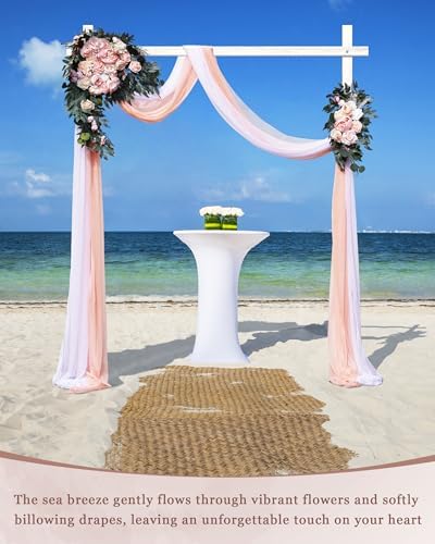 Fonyick Wedding Arch Flowers with Draping Fabric Set of 4