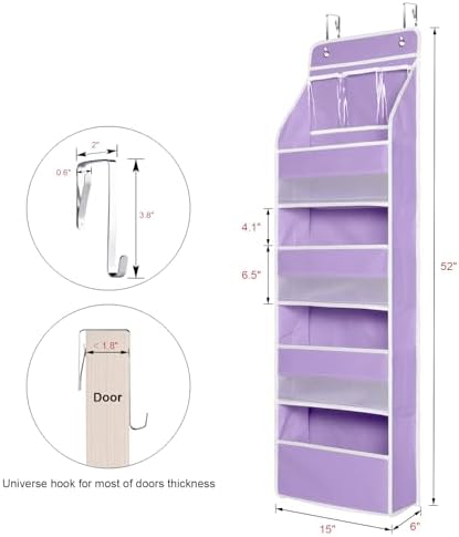 Univivi 5 Shelf Door Hanging Storage Organizer Purple