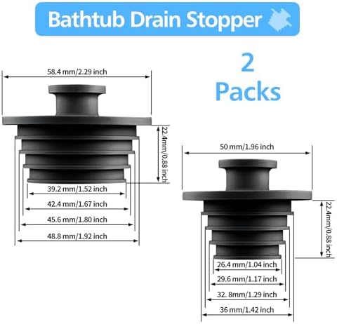 Aluvor Tub Sink Stopper 2pcs Drain Plug