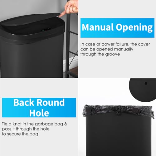 BestOffice 13 Gallon Automatic Trash Can with Lid
