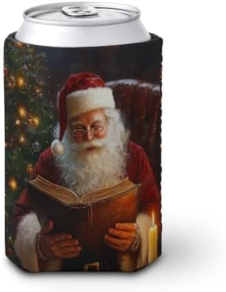 Beer Can Cooler Sleeve with Santa Claus Design