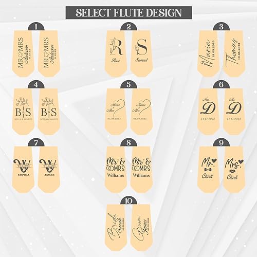 Personalized Champagne Flutes Set of 2 for Weddings