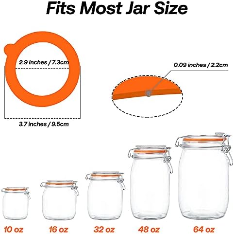 Silicone Gasket Replacement for Mason Jar Lids - Leak Proof 10pcs Orange