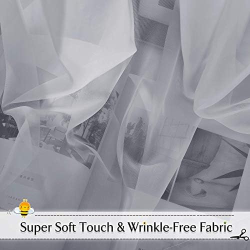 RYB HOME Sheer Curtains Valances - 2 Panels Dove Grey