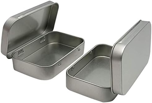 6 Pcs Metal Hinged Tin Box Storage Container Kit Silver