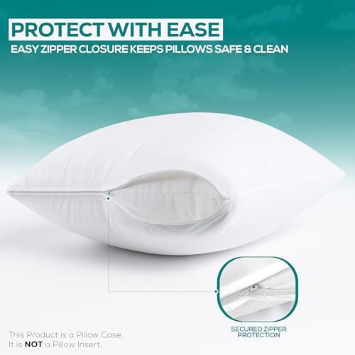 Utopia Bedding Waterproof Pillow Protectors Queen Size 2 Pack White
