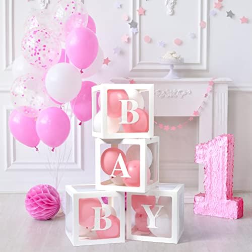 Voircoloria 4pc Clear Balloon Boxes with Letters