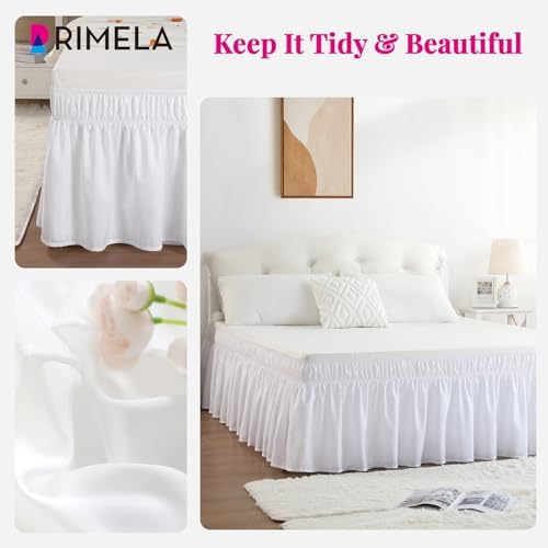 RIMELA White Bed Skirt Queen Size 15 Inch Drop
