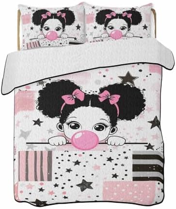 Twin XL Quilt Set Cute Girl Comforter 3 Piece
