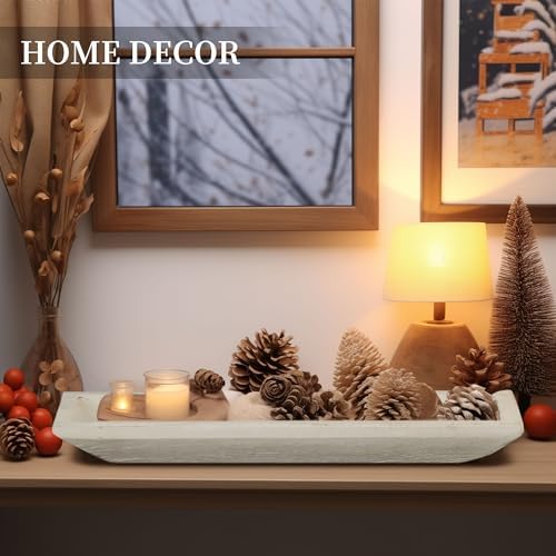 Hanobe Decorative Wood Dough Bowl - Large Rustic Centerpiece