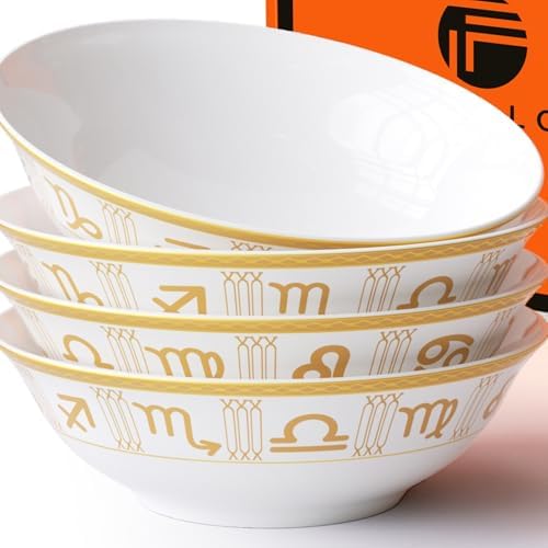 FASTELLONG Cereal Bowls Set of 4 Brown Porcelain Bowls