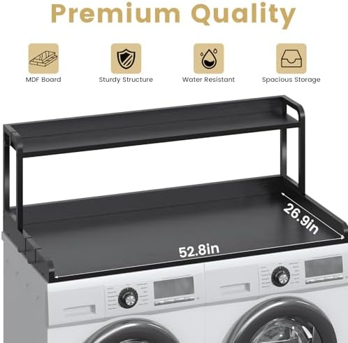 CBBPET 2-Tier Laundry Countertop with 9 Non-Slip Pads and 3 Hooks