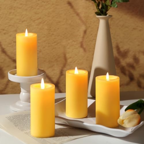 MAKALONE 6 Pack Natural Beeswax Pillar Candles