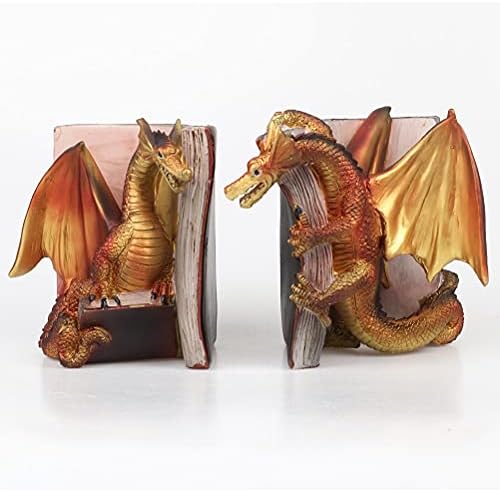 Fantasy Dragon Bookend Set for Home Office Shelves