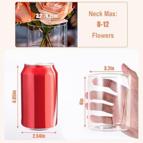 4 Inch Glass Cylinder Vases Set 12pcs for Centerpieces