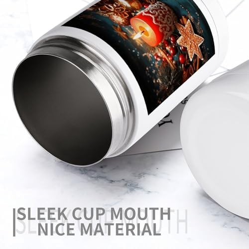 Christmas Candle Print 12 Oz Can Cooler Insulated Stainless Steel