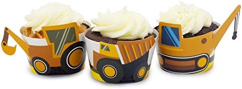 Pop Fizz Designs Construction Birthday Cupcake Wrappers Set of 24