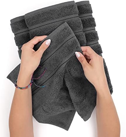 American Soft Linen 4 Piece Bath Towel Set Dark Gray