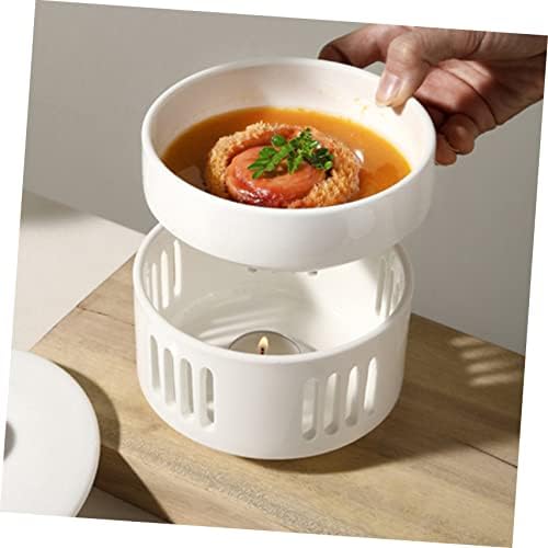Small Ceramic Stew Pot Lid Soup Bowl for Cooking and Steaming