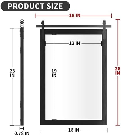 Black Farmhouse Mirror Wall Mount 18x26 Inch