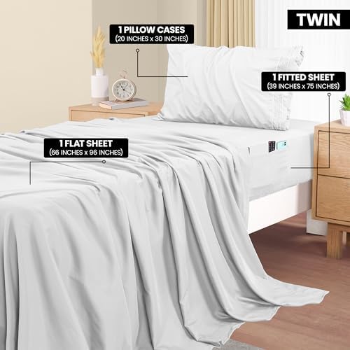 Utopia Bedding Twin Sheet Set White 3 Piece
