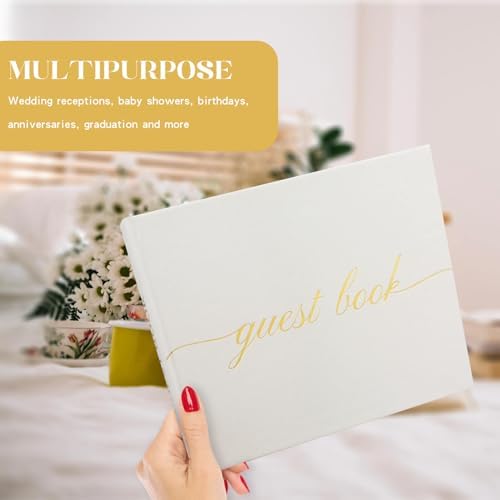 Elegant Wedding Guest Book with 110 Lined Pages - Hardcover White