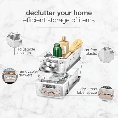 Madesmart 2-Tier Organizer with Handles and Adjustable Dividers