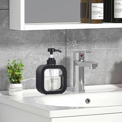 Modern Black Hand Dish Soap Dispenser with Labels