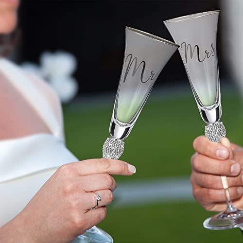 4 Piece Wedding Cake Knife and Champagne Flutes Server Set Silver