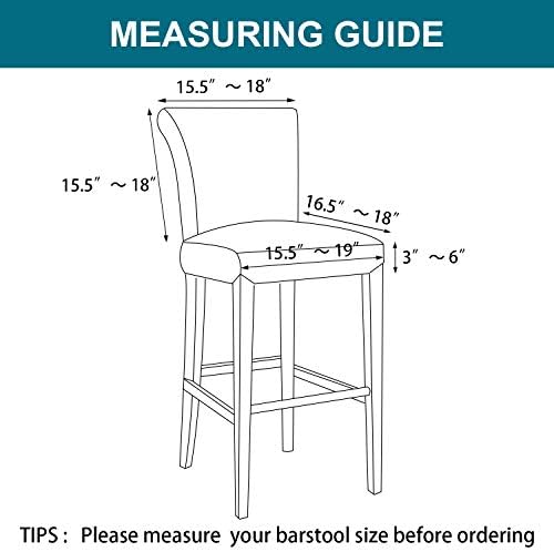 Turquoize Bar Stool Cover Set of 2 Jacquard Stretch Fabric