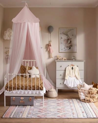 Little Dove Bed Canopy with Star Lights Double Layer Machine Washable 256x106 Pink