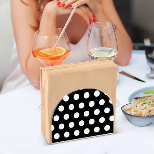 Caikeny Napkin Holder Black White Polka Dot Acrylic